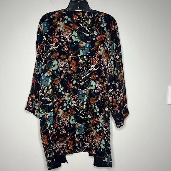 Michael Stars Jules Floral Kimono Womens One Size Open Front Cardigan 3/4 Sleeve - Picture 3 of 8